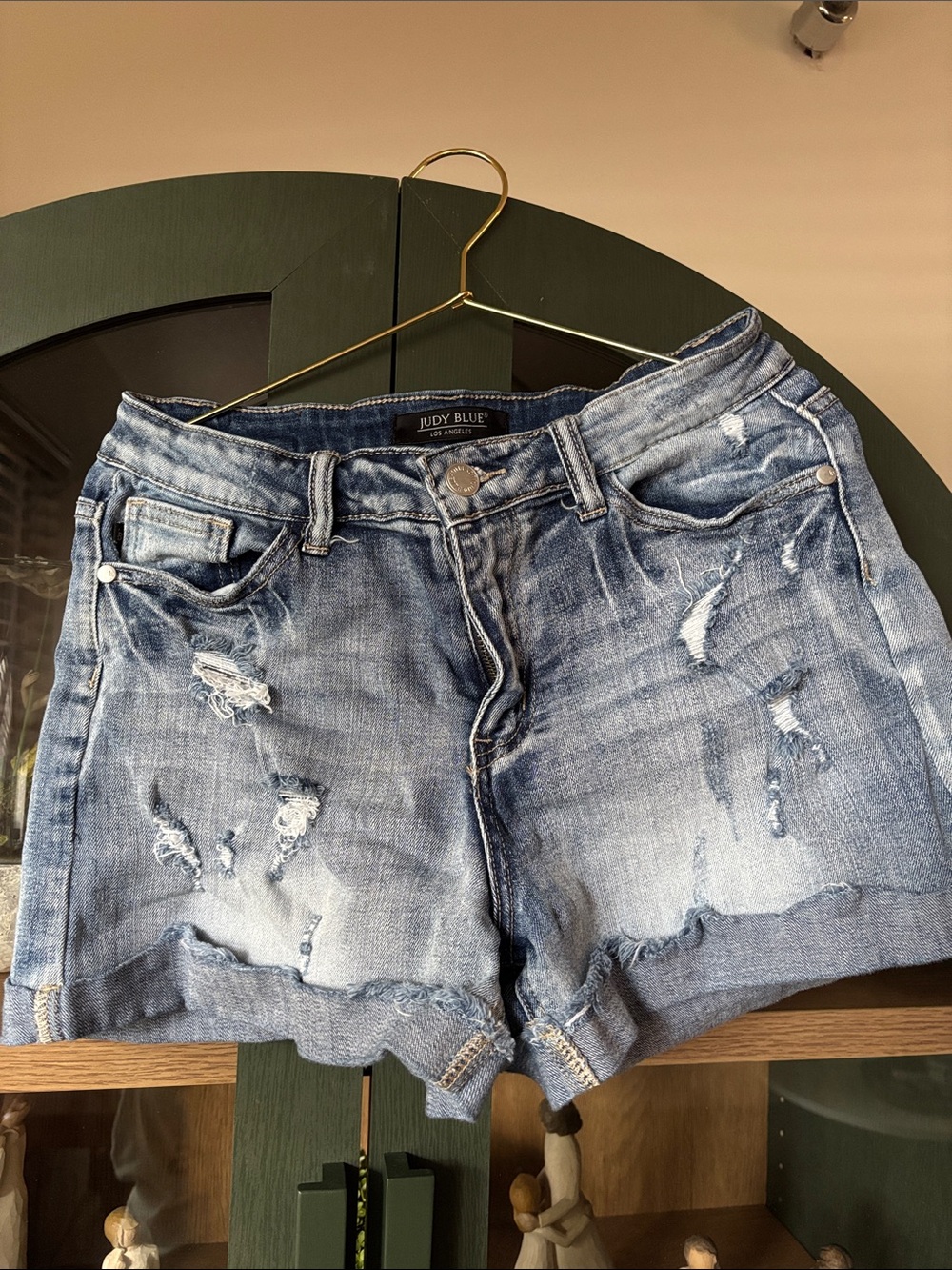 Judy Blue Faded Distressed Denim Shorts - Light Blue